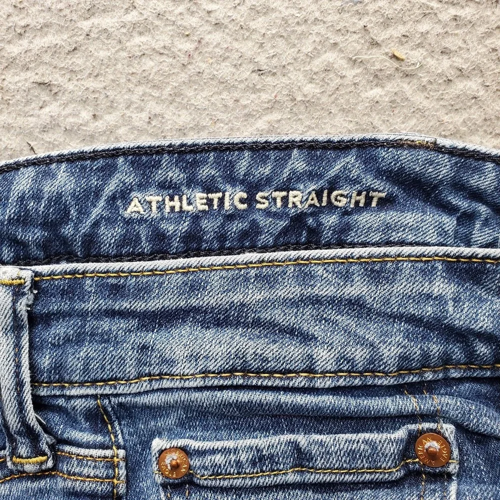 American Eagle Jeans Mens 33X34 Blue Denim Stretch Airflex Athletic Straight Leg